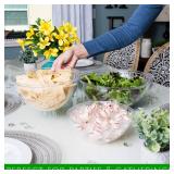 PLASTICPRO Disposable 48 Ounce Round Crystal Clear Plastic Serving Bowls With Lids, Party Snack or Salad Bowl, Chip Bowls, Snack Bowls, Candy Dish, Salad Container Pack of 4