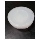 PLASTICPRO Disposable 48 Ounce Round Crystal Clear Plastic Serving Bowls With Lids, Party Snack or Salad Bowl, Chip Bowls, Snack Bowls, Candy Dish, Salad Container Pack of 4