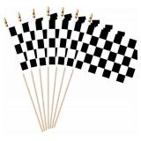 LUSEOAN 20 Pack Checkered Black and White Racing Mini Stick Flags Small Miniature Handheld Race Car Flag Decorations,5x8 Inch