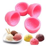 3D Ice Cream Ball Shaped Silicone Molds - Cookie & Pastry Mold for Wedding Cake, Chocolate Dessert Decor, DIY Candle & Soap Crafts, 4PCS