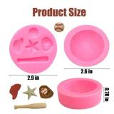 Softball Fondant Chocolate Silicone Molds, Baseball Bat Glove Hat Cake Mold for Cupcake Toppers Cake Decorations Polymer Clay Sports Candy Molds for Softball Themed Parties Ball Game Celebrations