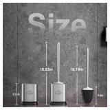 Sellemer Toilet Brush and Holder Set - Flexible Toilet Bowl Brush Head with Silicone Bristles, Compact Size for Storage and Organization, Ventilation Slots Base (1 Pack, Silver)