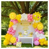 Yellow Pink lemon Balloon Garland Arch kit with Sun lemon mylar Balloons for Summer Lemon birthday main squeeze Bridal Shower Sweet Baby shower Lemonade Party Decorations