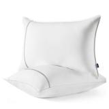 Bedsure Queen Pillows Set of 2, Luxury Hotel Firm Pillows for Sleeping, Decoration Strip Diamond Design Cover, Fluffy Original Down Alternative Filling for Side, Back or Stomach Sleepers