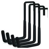 Gueryee 4 Pcs Rafter Hooks, Upgraded Fence Hangers, Heavy Duty Bike Hanger for Garage, Ladder Hook, Black Large S Hooks for Hanging Hose, Plants, Chairs, Bikes, Ladders, Cords and More
