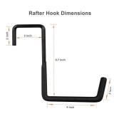 Gueryee 4 Pcs Rafter Hooks, Upgraded Fence Hangers, Heavy Duty Bike Hanger for Garage, Ladder Hook, Black Large S Hooks for Hanging Hose, Plants, Chairs, Bikes, Ladders, Cords and More