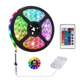 HIKENRI 1M/3.3FT Battery Powered LED Strip Lights, Flexible Color Changing RGB LED Light Strip, TV Backlight Background Lighting