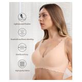 Gailife Cute Floral Bras for Women No Underwire Seamless Ultra Comfort Bralettes for Women with Support Everyday Plunge Bra -XL,Beige