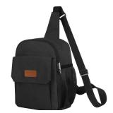 Joymee Sling Lunch Box Lunch Bag for Women Men Adult Portable Leakproof Reusable Insulated-Crossbody Lunchbox small Cooler with Shoulder Strap Side Pockets Front Pocket for Work Travel - Black