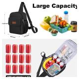 Joymee Sling Lunch Box Lunch Bag for Women Men Adult Portable Leakproof Reusable Insulated-Crossbody Lunchbox small Cooler with Shoulder Strap Side Pockets Front Pocket for Work Travel - Black