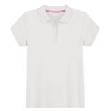IZOD Girls School Uniform Short Sleeve Interlock Polo, White, 8-10 Plus