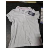 IZOD Girls School Uniform Short Sleeve Interlock Polo, White, 8-10 Plus