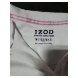 IZOD Girls School Uniform Short Sleeve Interlock Polo, White, 8-10 Plus