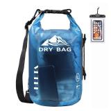 HEETA Dry Bag Waterproof for Women Men, Roll Top Lightweight Dry Storage Bag Backpack with Phone Case for Travel Swimming Boating Kayaking Paddle Board Camping Beach Accessories (Transparent Blue, 5L)