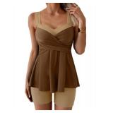 B2prity Tankini Swimsuits for Women Tummy Control Two Piece Modest Bathing Suits Floral Skirt Top with Boyshorts sz XL