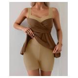 B2prity Tankini Swimsuits for Women Tummy Control Two Piece Modest Bathing Suits Floral Skirt Top with Boyshorts sz XL