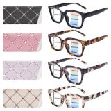 ZONLON 4 Pack Progressive Multifocus Reading Glasses for Women Oprah Style Blue Light Blocking Computer Readers (4 Mix C1, 1.5)