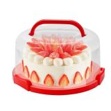 NVAZIOP 10Inch Cake Stand Carrier with Lid and Handle Storage Container Keeper Plastic Tall Transport Travel Cake Saver Holder with Cover Pie Bundt Round (Red)