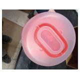 NVAZIOP 10Inch Cake Stand Carrier with Lid and Handle Storage Container Keeper Plastic Tall Transport Travel Cake Saver Holder with Cover Pie Bundt Round (Red)