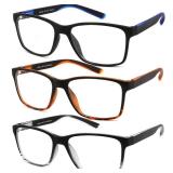 JJWELL 3 Pack Reading Glasses for Men Blue Light Blocking with Spring Hinge, Anti Eyestrain/Dryness/UV Large Wide Square Readers for Men, Two Tone Computer Reader Glasses Eyeglass(2.5 Strength)