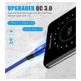 sweguard USB Type C Cable 3.1A Fast Charging [2Pack,6.6ft+6.6ft], USB-A to USB-C Charger Nylon Braided Cord for Samsung Galaxy S21 S20 S10 S9 S8 Plus,Note 20 10 9 8 7,A71 A51 A32,LG,Moto,PS5-Blue