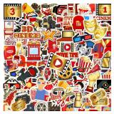 Movie Stickers, Movie Night Party Favors Birthday Party Decorations Vinyl Waterproof Stickers for Water Bottle Laptop Luggage Helmet