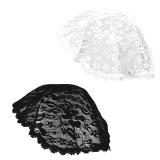 Giantree 2 Pcs Head Coverings for Women, Short Lace Veil, Catholic Church Head Covering Embroidery for Church Veil Headpiece Circle Round Floral Lace Mantilla Black White(Five Petals Flower)