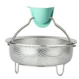 ICEICE Stainless Steel Steamer Basket - Vegetable & Dumpling Steamer Insert for Pots, Instant Pot Accessories with Handles & Feet, Multi-Purpose Mesh Strainer for Cooking, Fruits (Silvery, Large)