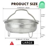 ICEICE Stainless Steel Steamer Basket - Vegetable & Dumpling Steamer Insert for Pots, Instant Pot Accessories with Handles & Feet, Multi-Purpose Mesh Strainer for Cooking, Fruits (Silvery, Large)