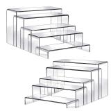 Fixwal 10pcs 2 Set Acrylic Risers for Display Clear Perfume Organizer Stands Acrylic Display Risers for Show Figures, Cupcake, Jewelry, Toys, Perfume and More (Large Size)