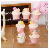 Fixwal 10pcs 2 Set Acrylic Risers for Display Clear Perfume Organizer Stands Acrylic Display Risers for Show Figures, Cupcake, Jewelry, Toys, Perfume and More (Large Size)