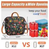 Joymee Lunch Bag Women Insulated Lunch Box with Adjustable Shoulder Strap Large Reusable Leakproof Spacious Cooler Tote for Women Men Adult with Bottle Holder and Side Pockets -08 Multi-Floral