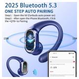 Wireless Earbuds, 2025 Bluetooth 5.4 Headphones Sport, Bluetooth Earbuds with ENC Noise Canceling Mic, 50H Stereo Wireless Headphones IP7 Waterproof with Earhooks, Dual LED Display for Workout/Running