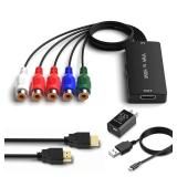 Dingsun Component to HDMI Converter, YPbPr/RGB+R/L to HDMI Converter Adapter, Support 720P/ 1080P for DVD, VSH, Blu-Ray Player, Wii, PS2/PS3, Xbox 360, Gamecube and More (Female)