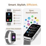 Fitness Tracker Watch for Women Men, Step Counter Compatible with iPhone and Android, IP68 Waterproof, Activity Track with Calorie, Sleep Monitor, 110+ Sports Modes Pedometer Smart Watch Silver