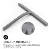 Shower Squeegee for Glass Doors, Silicone Window Squeegee, Bathroom and Glass Cleaning - Gray - 11 Inch