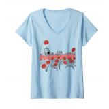 Womens Poppy Field Wizard of oz Cowardly brave lion Book V-Neck T-Shirt L