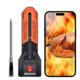 WiFi Bluetooth Wireless Meat Thermometer, Unlimited Range, 7 NIST Certified Accuracy Sensors with Ambient Temp Remote Monitoring for BBQ Grill, Oven, Smoker, Air Fryer (1, Black, Medium) NO CHARGING C