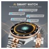 2025 DA GPT Smart Watch with Bluetooth Call,1.19-inch AMOLED Display, 24/7 Heart Rate, Blood Oxygen, Blood Pressure, Sleep Monitor, 107 Sports Fitness Tracker, Compatible Android and iOS Silver Gold