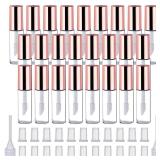 25 Pack Empty Lip Gloss Tubes Containers, Clear Mini Refillable Lip Balm Bottles with Rubber Inserts and Transfer Pipettes for Different Samples Travel Split Charging DIY Makeup (1.2 ML, Rose Gold)