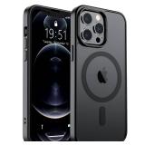SUPFINE Magnetic for iPhone 12 Pro Max Case (Compatible with MagSafe) (Military Grade Drop Protection) Translucent Matte Shockproof Phone Case,Black