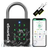 Pothunder Heavy Duty Smart Padlock, Gate Lock Padlock with Key Code and RFID, Outdoor Weatherproof Biometric Digital Lock for Gate, Sheds, Fence, Garage, Locker, Storage Unit