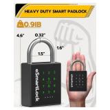 Pothunder Heavy Duty Smart Padlock, Gate Lock Padlock with Key Code and RFID, Outdoor Weatherproof Biometric Digital Lock for Gate, Sheds, Fence, Garage, Locker, Storage Unit