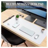 K KNODEL Small Office Leather Desk Mat, Mouse and Keyboard Pad, Computer and Laptop Mat, Desktop Protector and Cover, Writing Pad and Blotter (23.6x13.8, White)