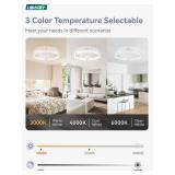 LEDIARY Ceiling Fans with Lights and Remote, 19.7 Inch Low Profile Ceiling Fan, 6 Speeds, Reversible, Dimmable Flush Mount Fan Light,Modern & Bladeless Ceiling Fan with Light for Bedroom, White