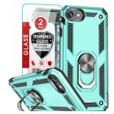 LeYi for iPhone SE 3rd Generation (2022) Case, iPhone SE Case 2022/2020 with [2Pack] Tempered Glass Screen Protector for Men Women, [Military-Grade] Case with Kickstand for Apple iPhone SE, Mint
