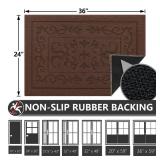 FONEYI Indoor Door Mat 24 x 36, Dirt Trapper Door Mats Non-Slip Entryway Rugs Washable, Absorbent Resist Dirt Welcome Mat, Low Profile Inside Floor Mats for Front Back Door and Entryway, Coffee