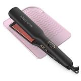 Flat Iron Hair Straightener 1.7in Wide Ceramic Plate with Negative Ionic Technology, Digital Temp Control & Dual Voltage for Curly/Thick/Coily Hair