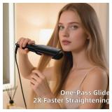 Flat Iron Hair Straightener 1.7in Wide Ceramic Plate with Negative Ionic Technology, Digital Temp Control & Dual Voltage for Curly/Thick/Coily Hair