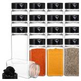 Bekith 16 Pack 9 oz Plastic Spice Jars with Black Cap, Plastic Spice Bottles Empty Seasoning Containers for Storing Spice, Herbs and Powders